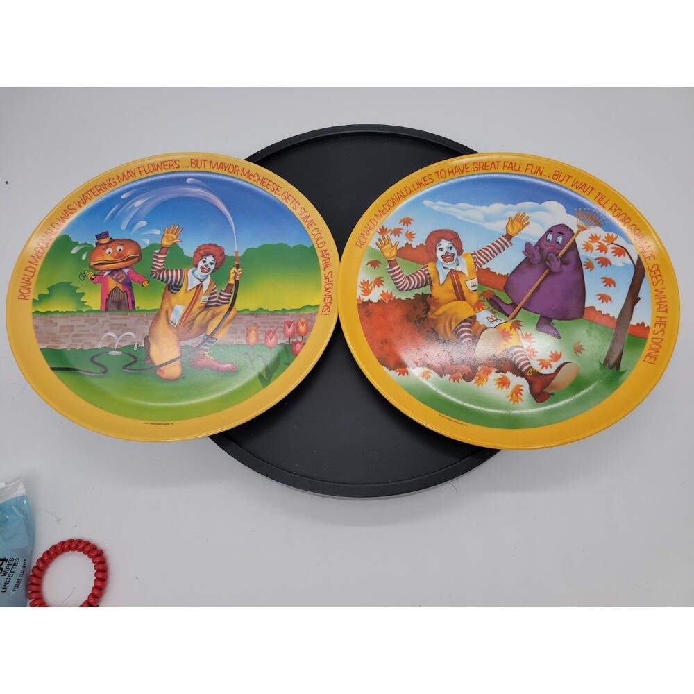 McDonald's 1977 Plates Set Ronald McDonald Grimace Mayor McCheese Original